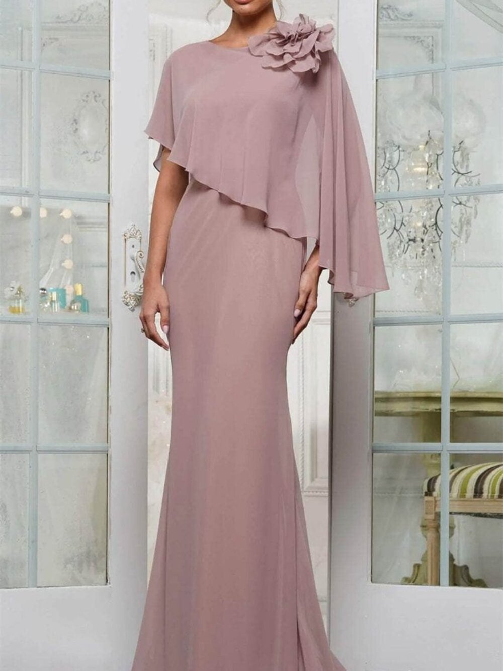 NWT Marsoni by Colors MV1347 Mother of the Bride Cape Gown Mauve Size 18